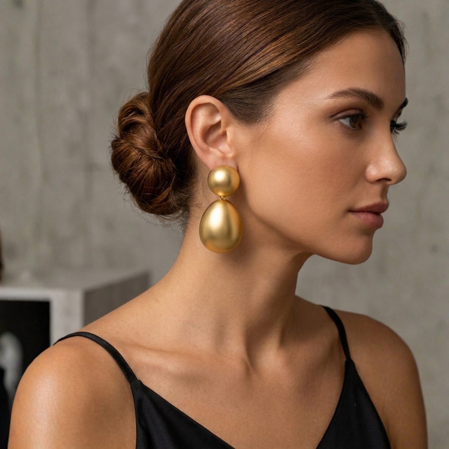 Aurum Double Dome Teardrop Earrings
