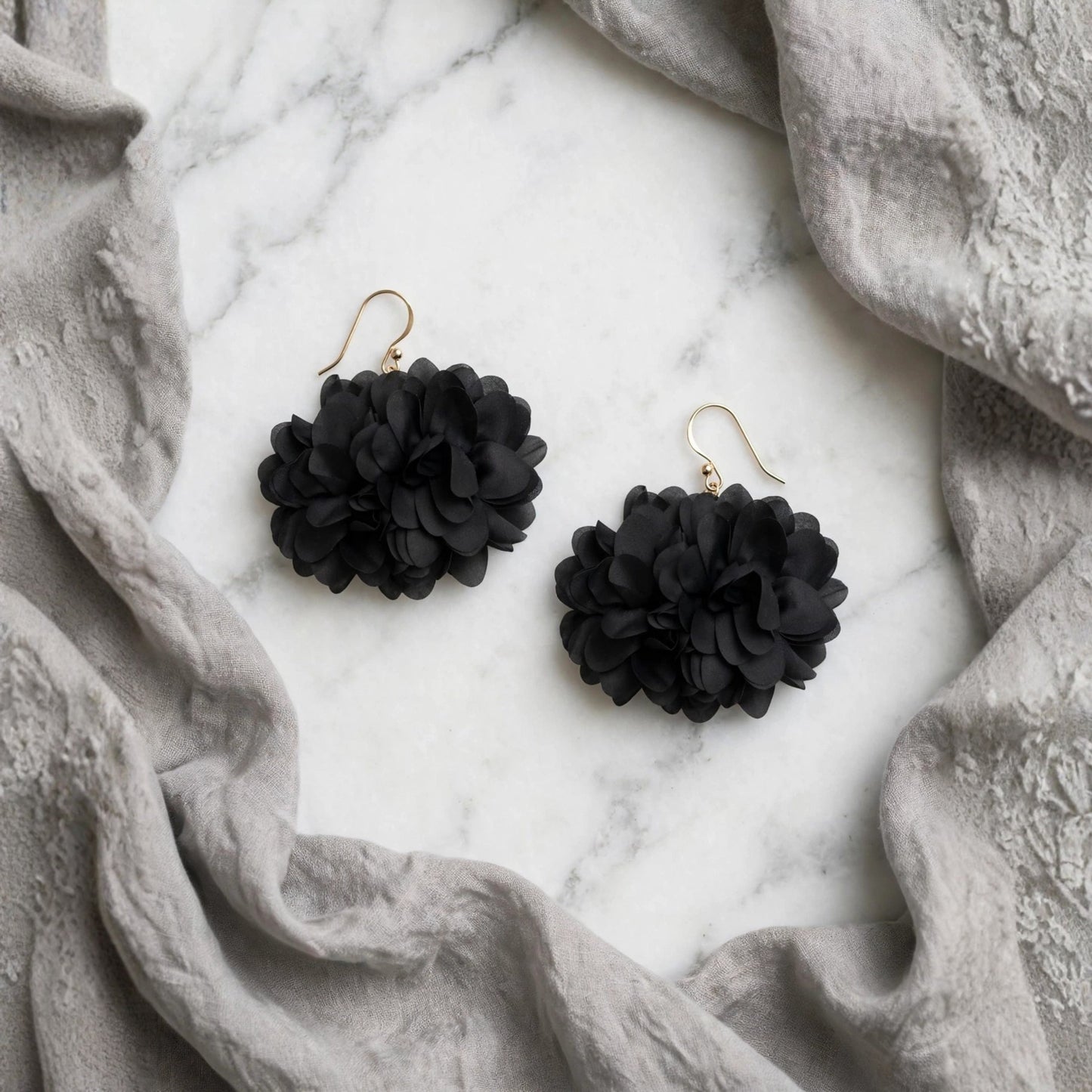 Noir Chiffon Bloom Earrings