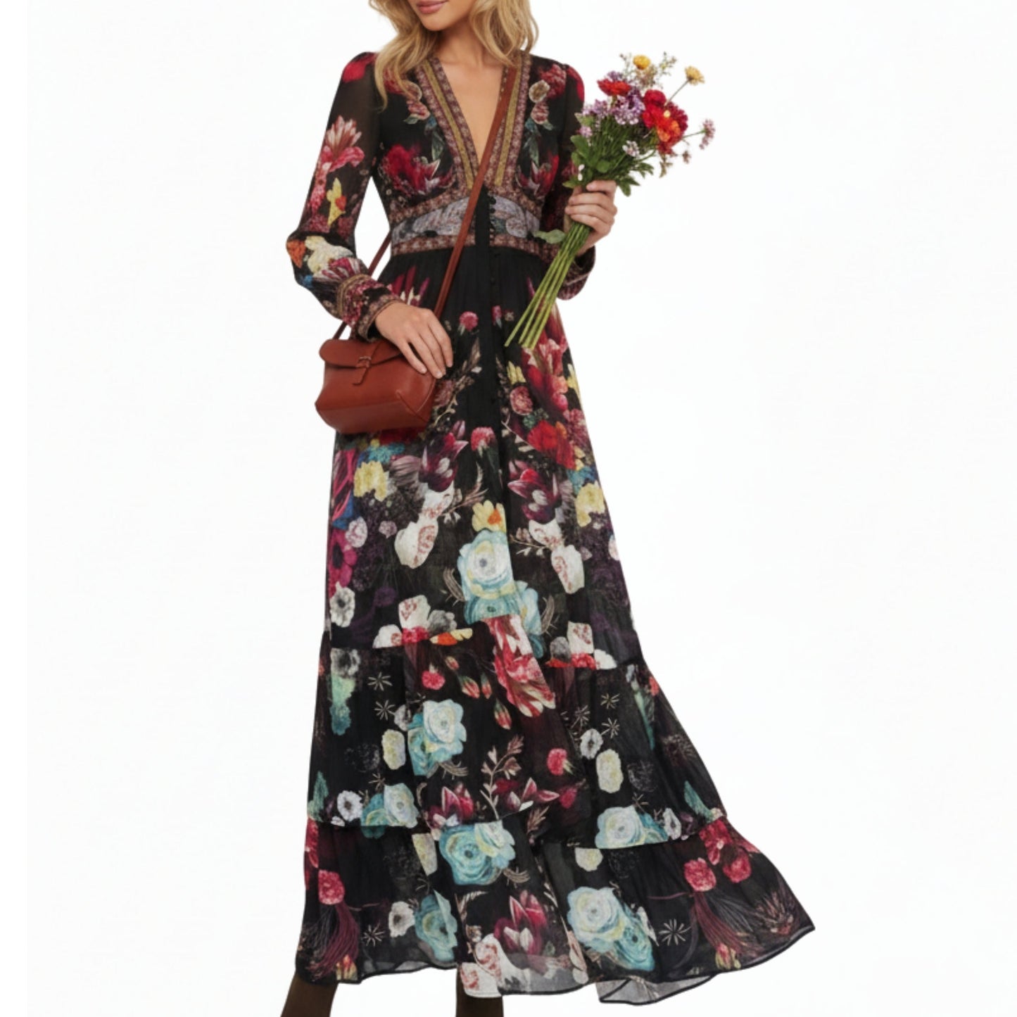 The Floral Maxi - Black