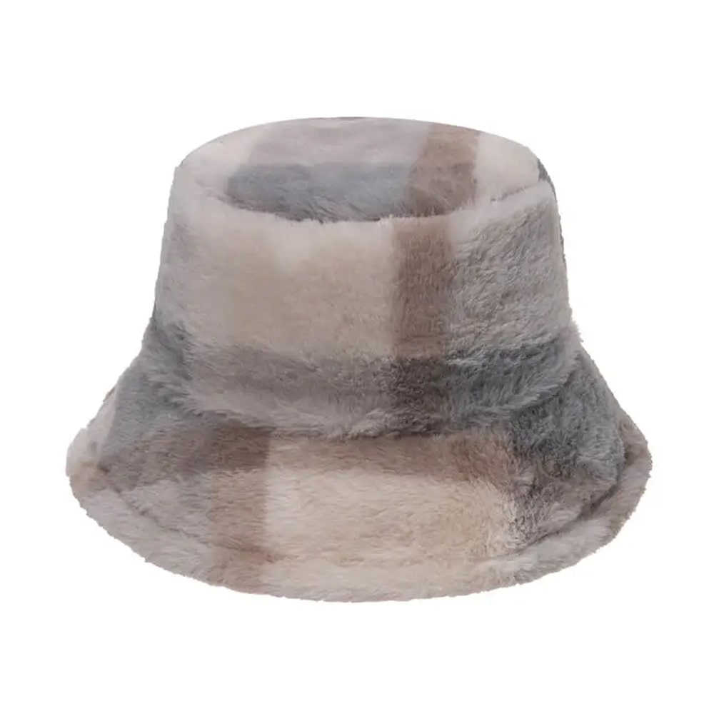 Fashion Checked Plush Bucket Hat