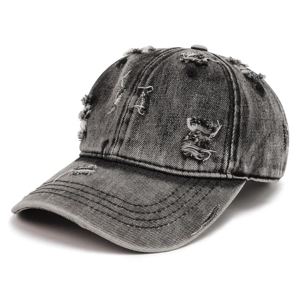 Unisex Vintage Ripped Denim Cap