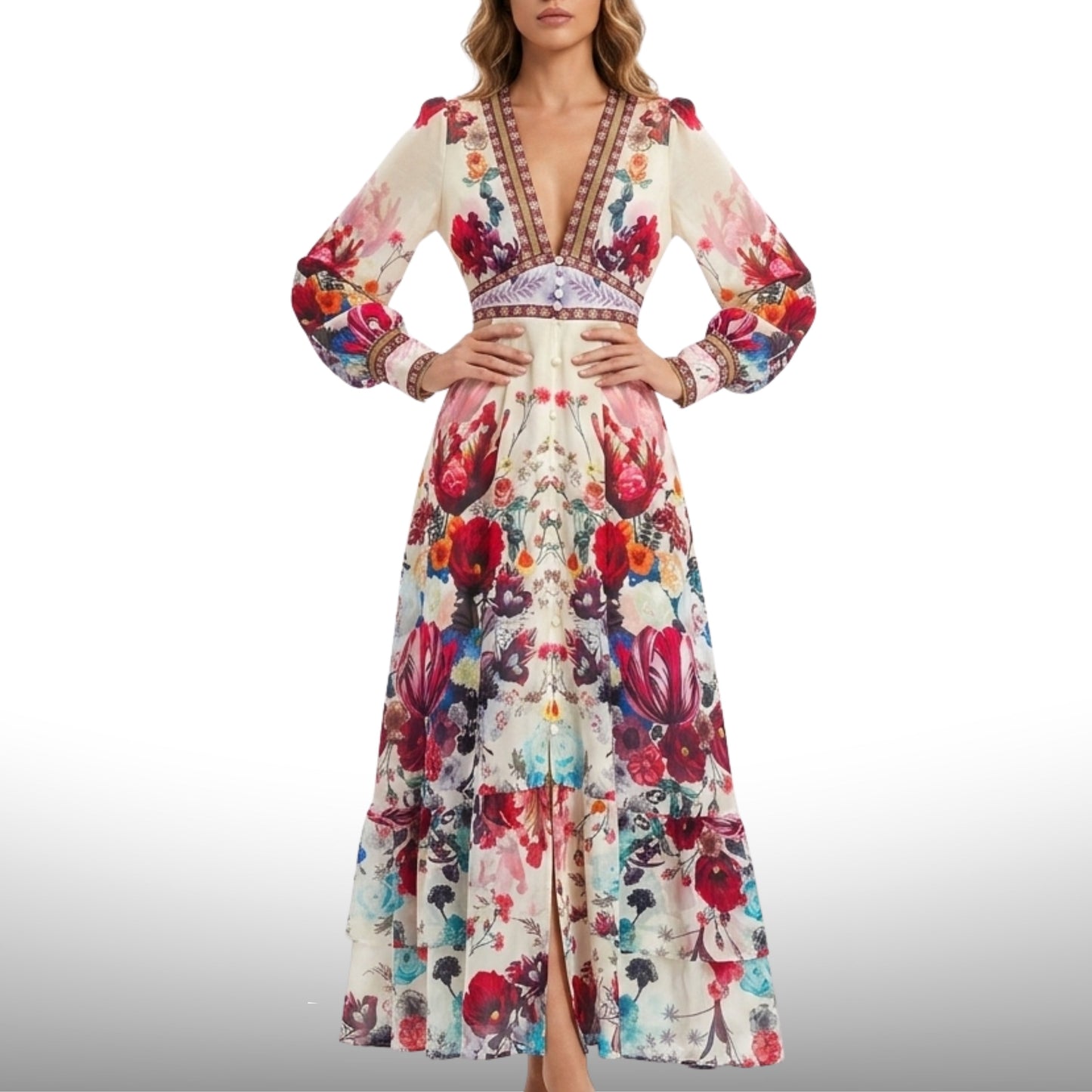 The Floral Maxi - Apricot