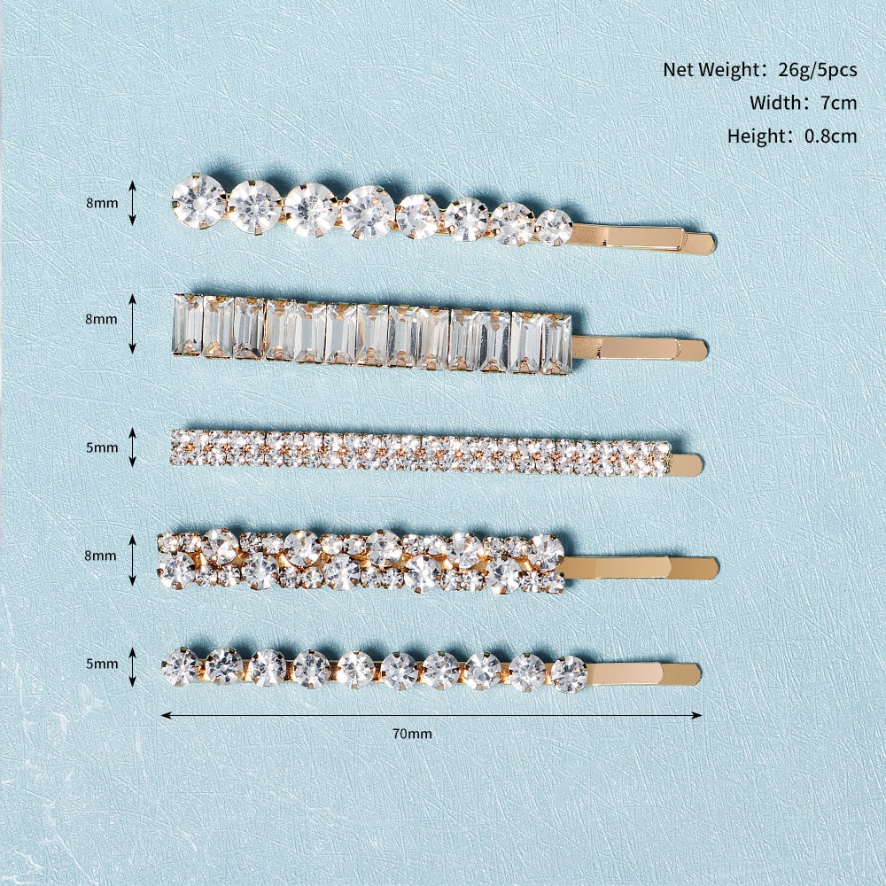 Fashion Headdress Geometric Rhinestone Hairpin Daily Hair Clip Bobby Pins 5pcs/Set Material: Metal Style: Fashion OL Hairpin Classification: Clip Series: Daily Hairpin KMT10383546E