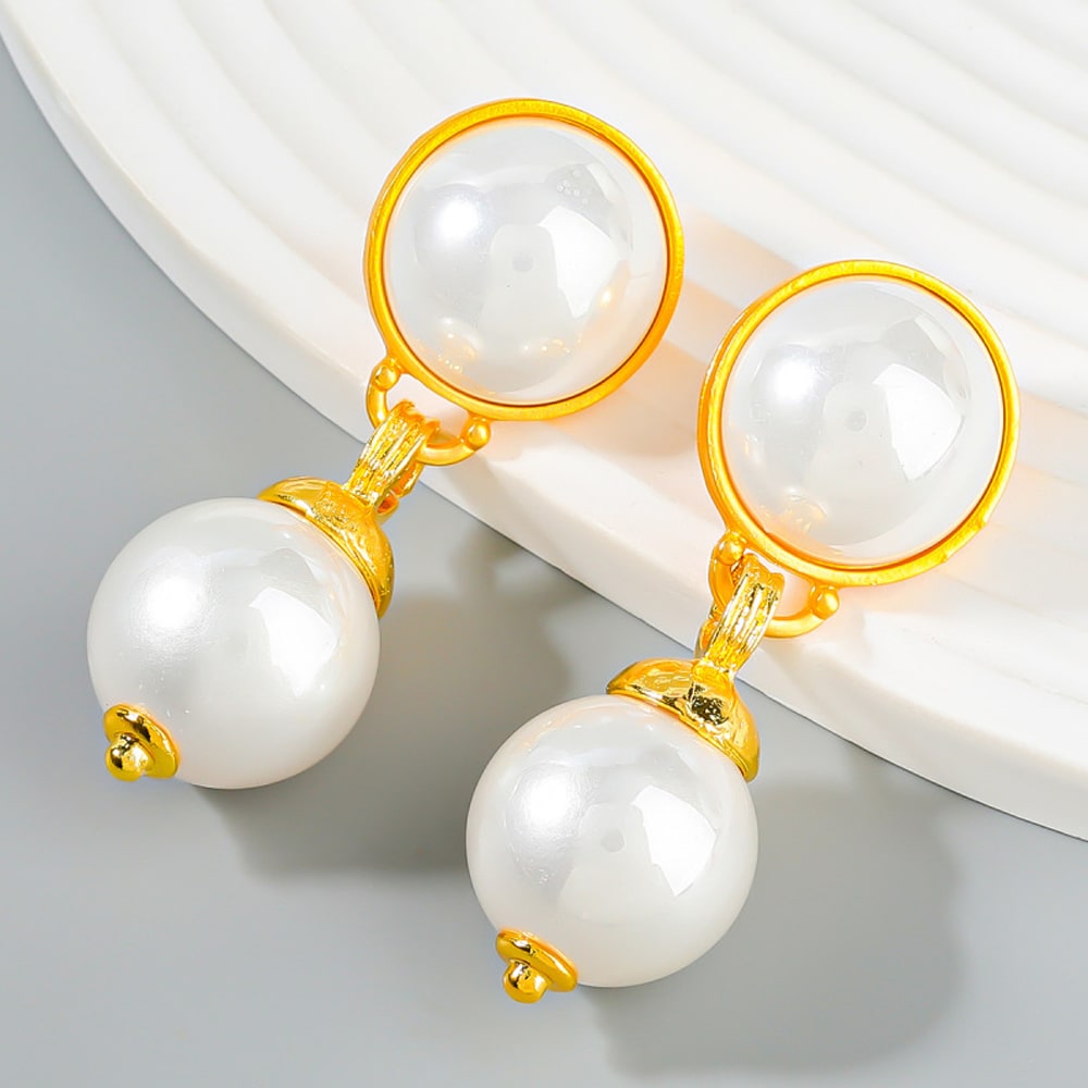Women's Fashion Simple Elegant Imitation Pearls Dangle Earrings Material: Alloy KMT10383B025