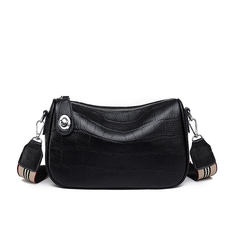 Casual Solid Color Leather Wide Strap Crossbody Bag Material: Genuine Leather KMT1035C9C75