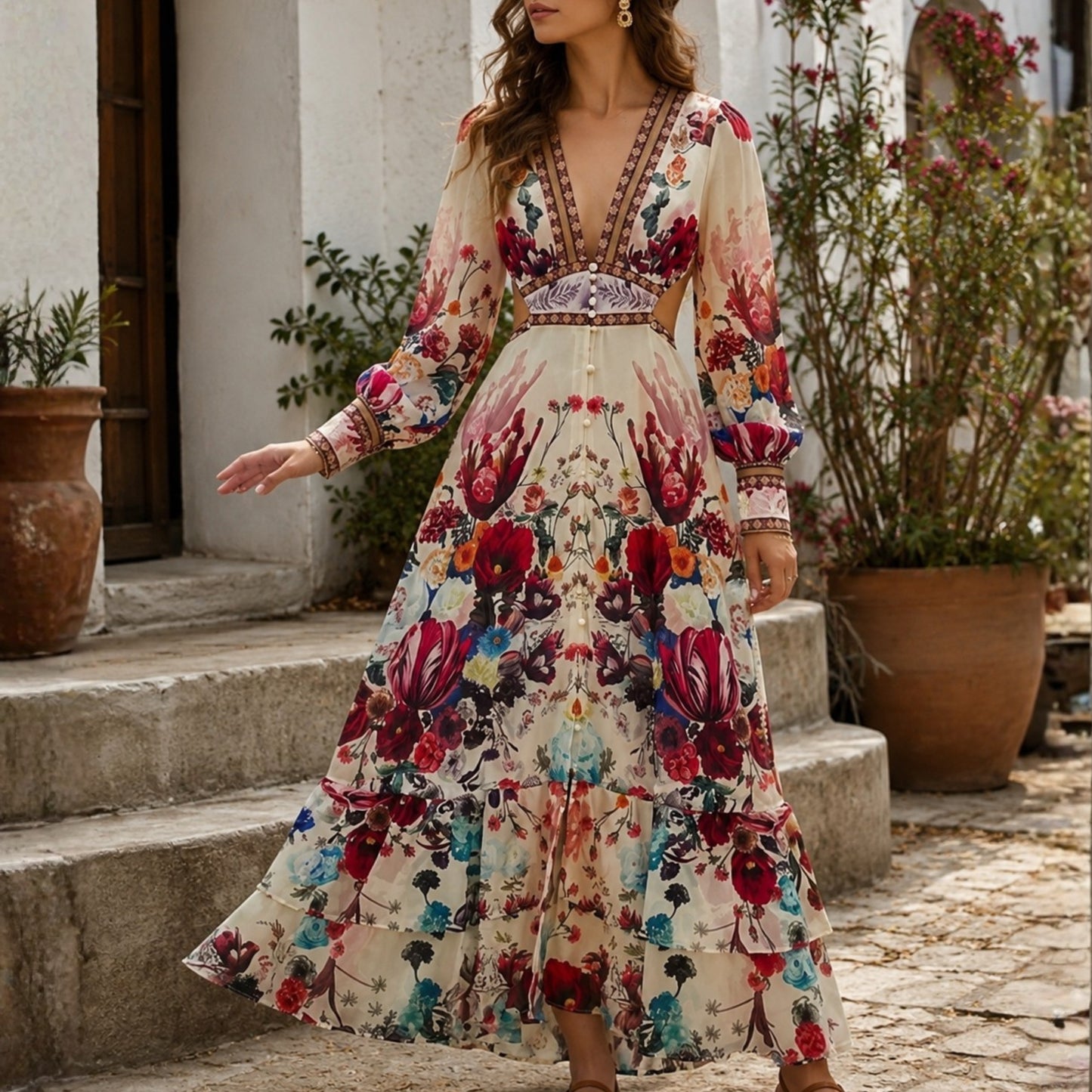 The Floral Maxi - Apricot