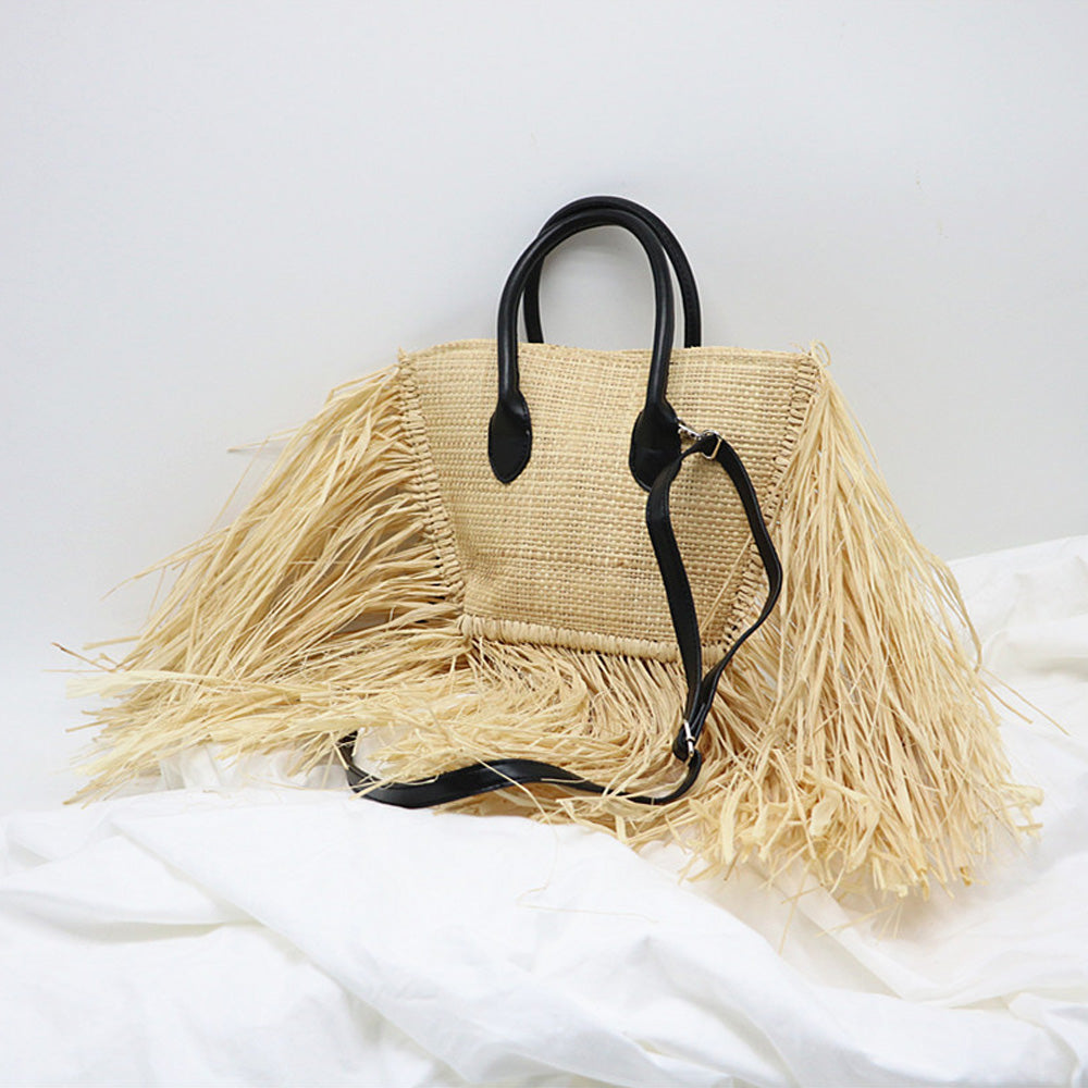 Boho Raffia Tassel Straw Vacation Woven Bag Material: Straw KMT103834131