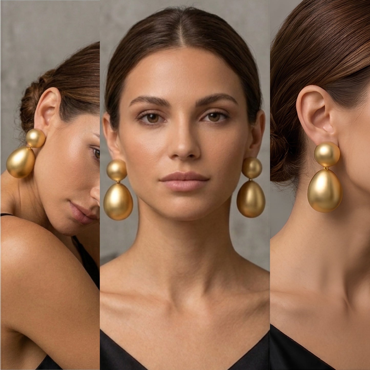 Aurum Double Dome Teardrop Earrings