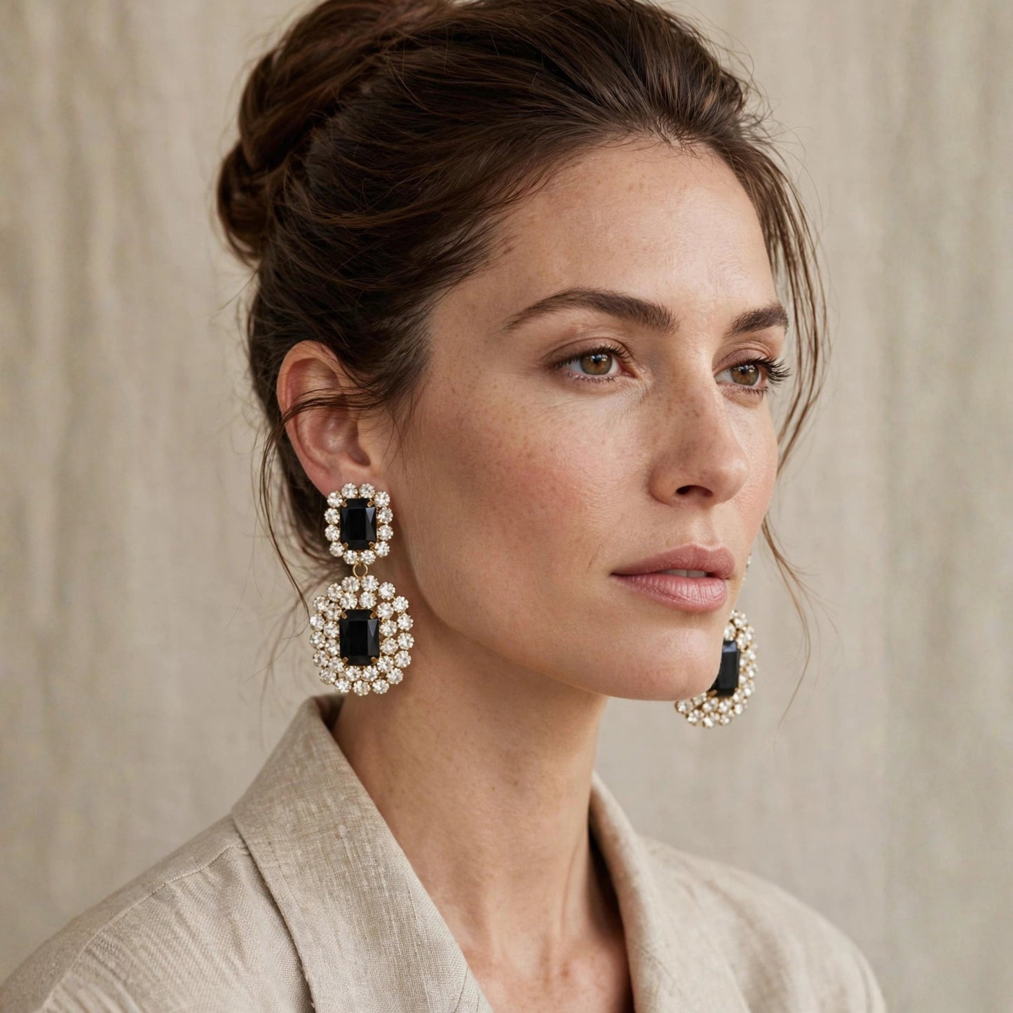 Midnight Halo Double Drop Earrings