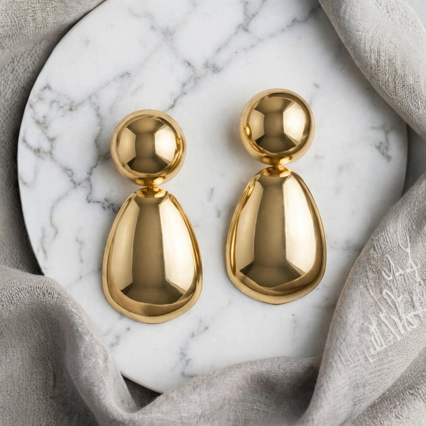 Aurum Double Dome Teardrop Earrings