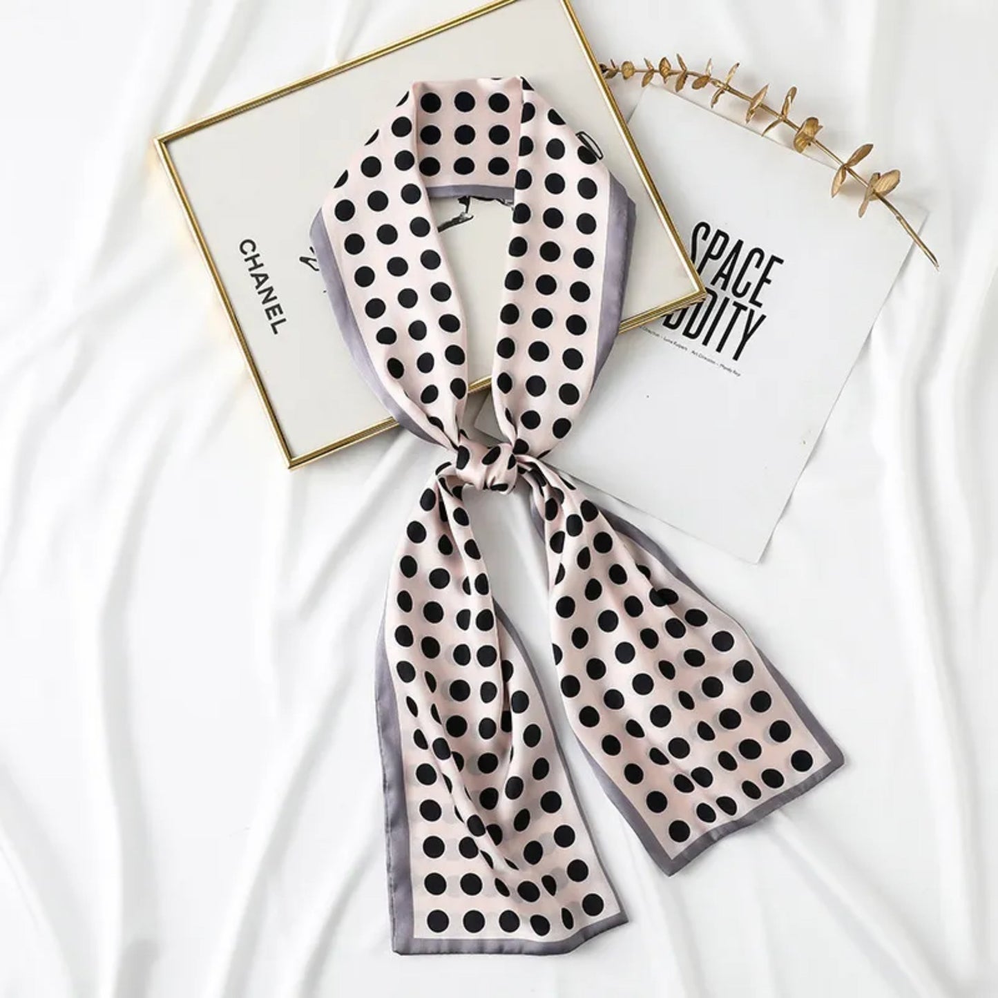Polka Dot Skinny Silk Neckerchief Scarf