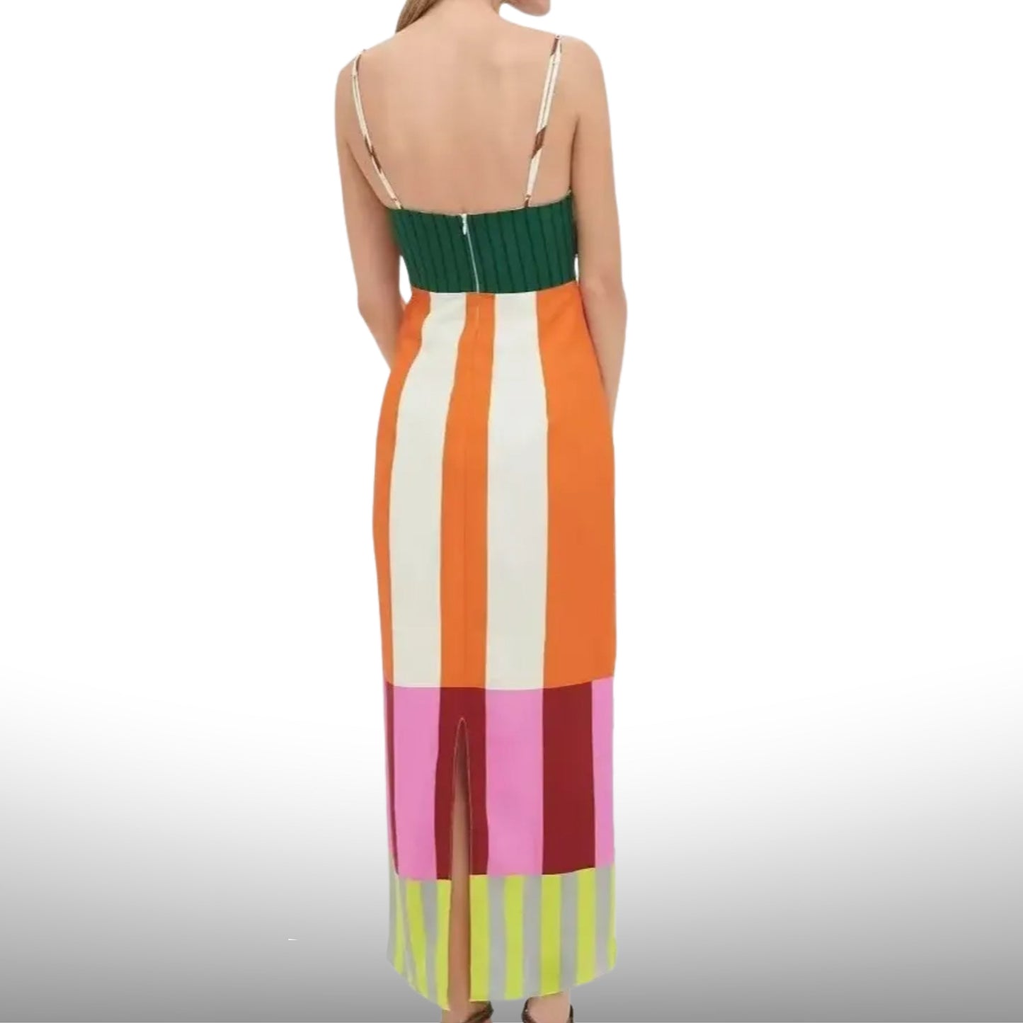 Color Block Stripe Spaghetti Maxi Dress