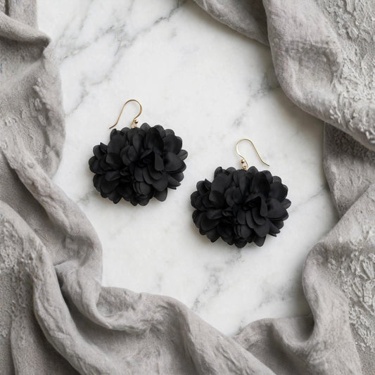 Noir Chiffon Bloom Earrings
