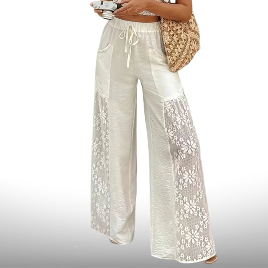 Bohemian Lace Mesh Wide-Leg Pants