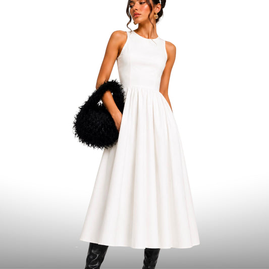 Ivory Sculpted Midi Dress