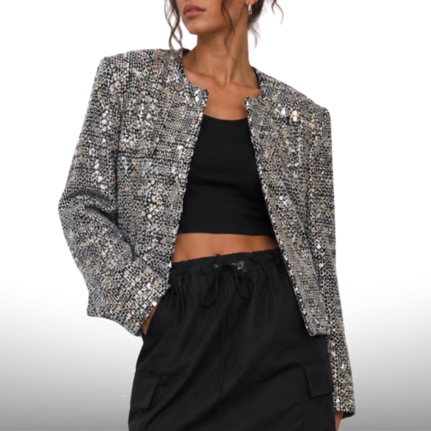 Noir Tweed Power Jacket