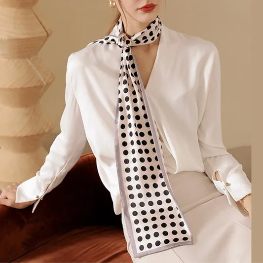 Polka Dot Skinny Silk Neckerchief Scarf