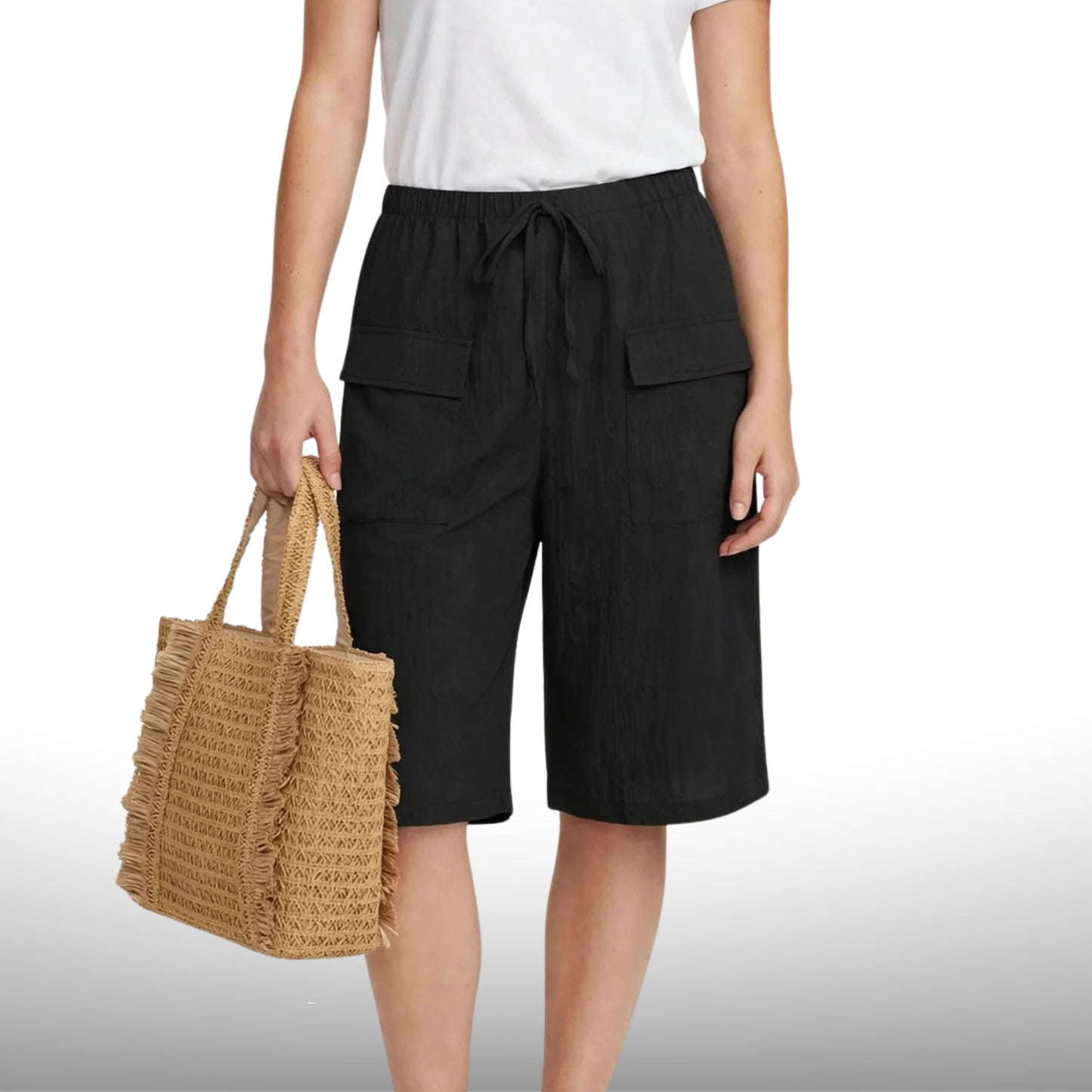 Casual Cargo Bermuda Shorts with Flap Pockets