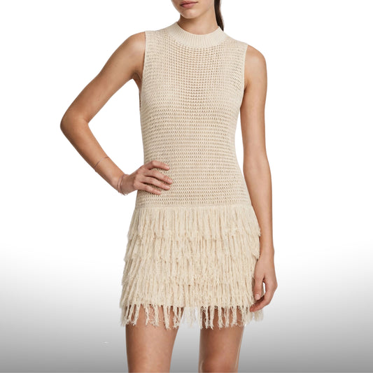 Byron Shag Fringe Crochet Mini Dress