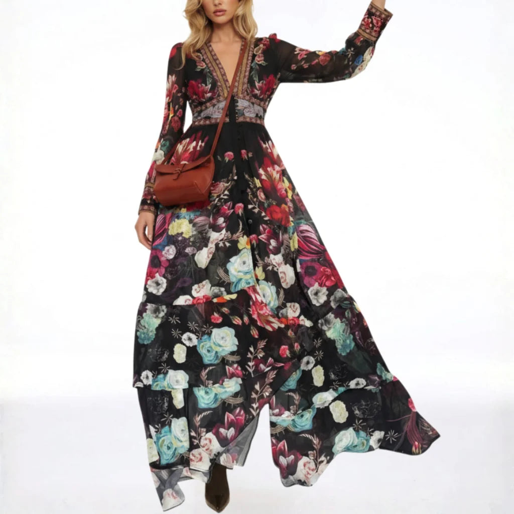 The Floral Maxi - Black