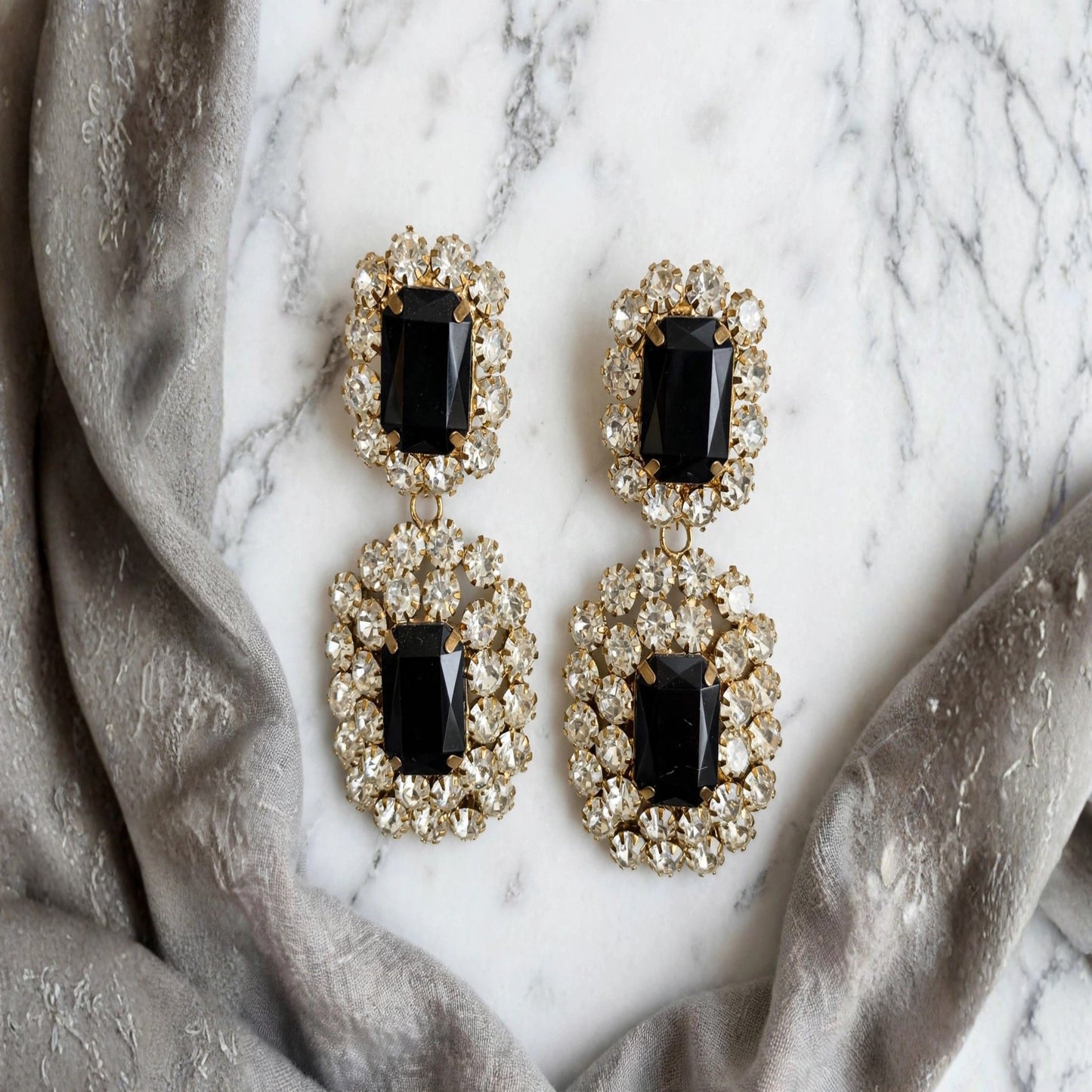 Midnight Halo Double Drop Earrings