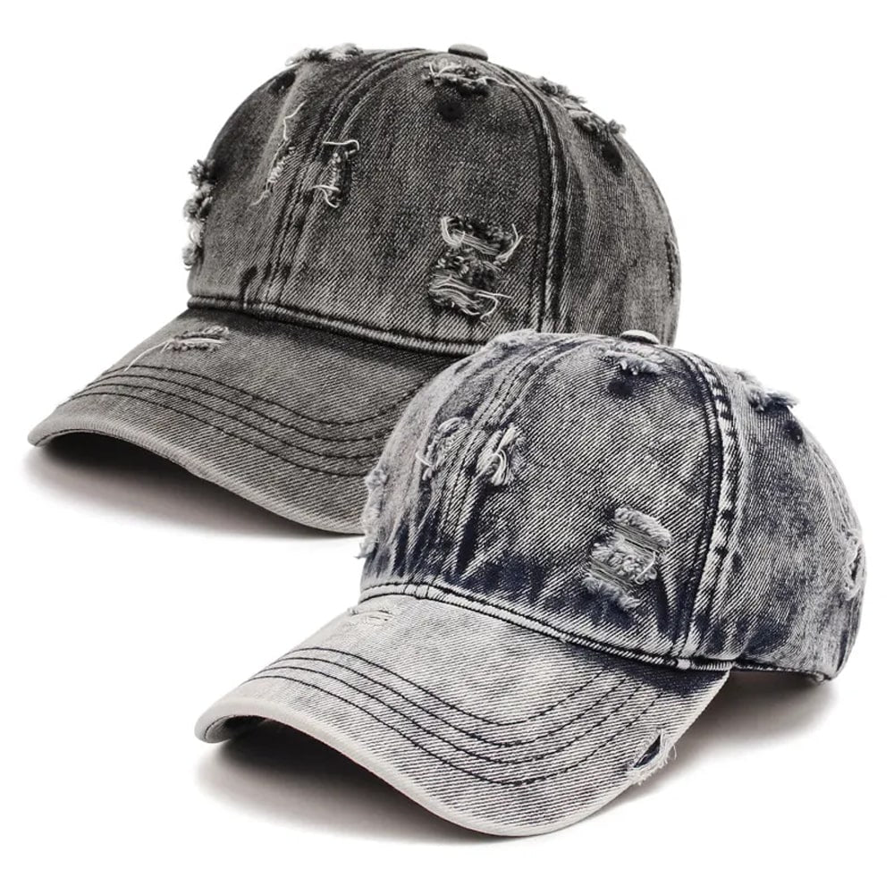 Unisex Vintage Ripped Denim Cap