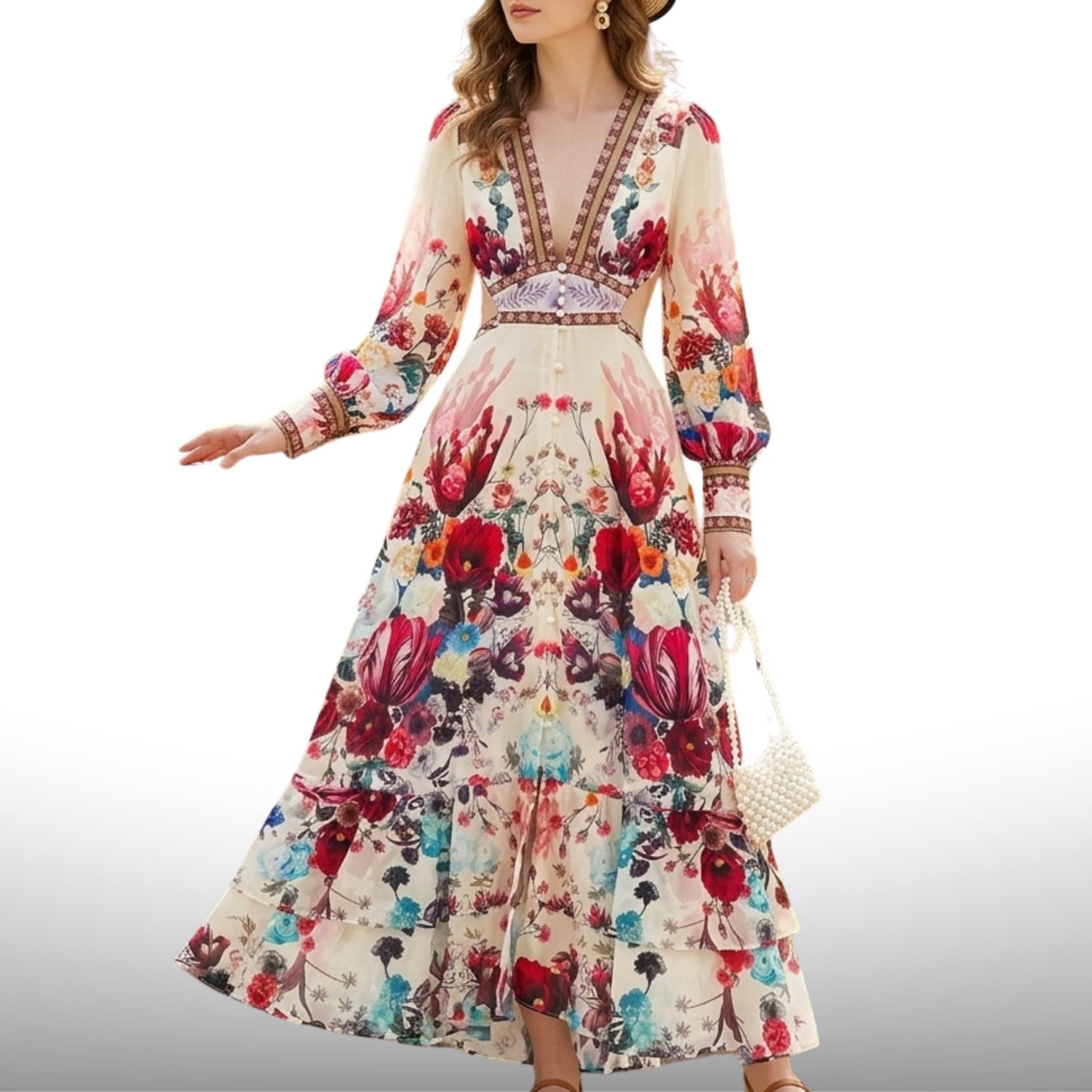 The Floral Maxi - Apricot