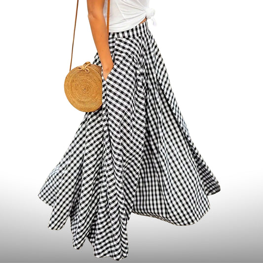 The Gingham Maxi Skirt - Black