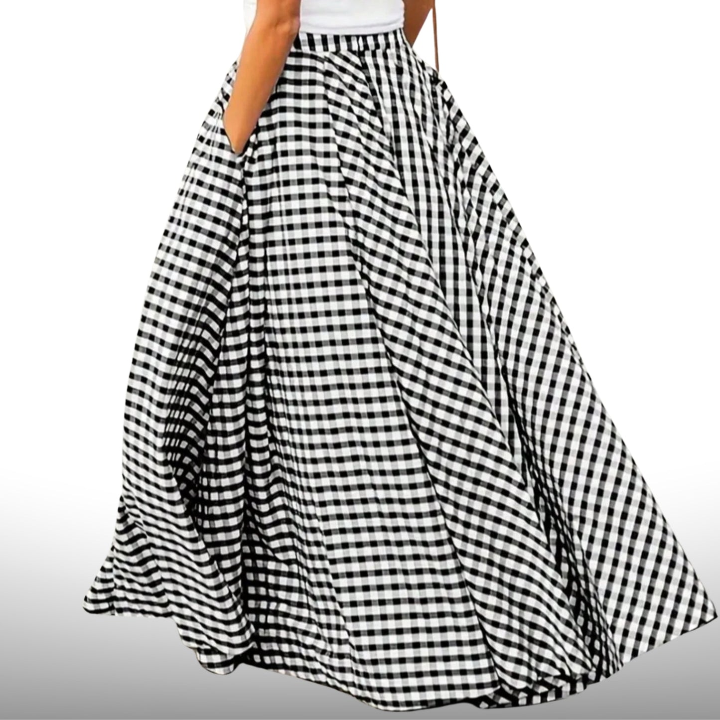 The Gingham Maxi Skirt - Black