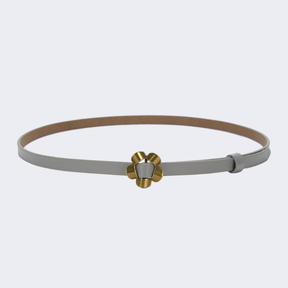 Women's Casual Fashion Golden Sunflower Alloy Smooth Buckle Thin Leather Belt  Material: Genuine Leather Belt Buckle Material: Alloy Closure Type: Smooth Buckle Width: Thin Section (＜2Cm) Length (CM): 105Cm KMT103841314A