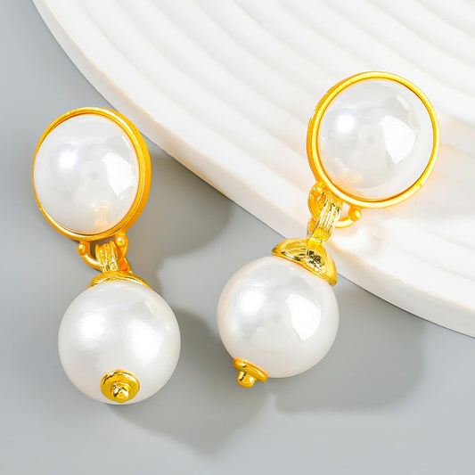 Women's Fashion Simple Elegant Imitation Pearls Dangle Earrings  Material: Alloy KMT10383B025