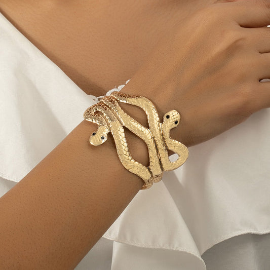 Women's Fashion Ethnic Style Exaggerated Snake-Shaped Multi-Layer Opening Wide Bracelet Material: Alloy Style: Vintage KMT103602079