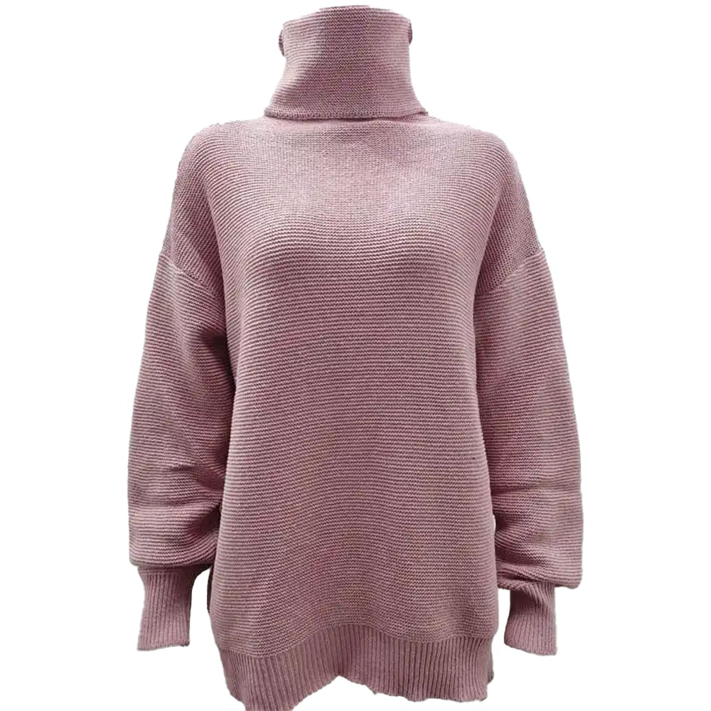 Women's Fashion Turtle Neck Solid Color Long Sleeve Knitwear