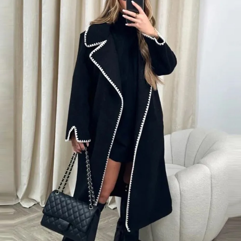 Autumn And Winter Women's Fashion Double-Sided Woolen Lapel Long Loose Coat