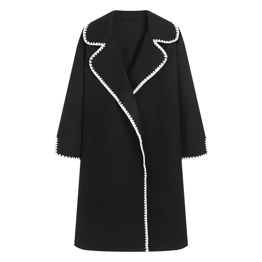 Autumn And Winter Women's Fashion Double-Sided Woolen Lapel Long Loose Coat