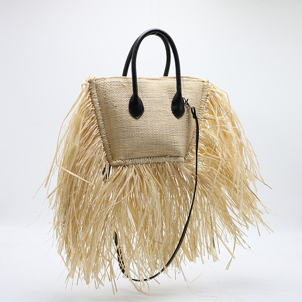 Boho Raffia Tassel Straw Vacation Woven Bag  Material: Straw KMT103834131