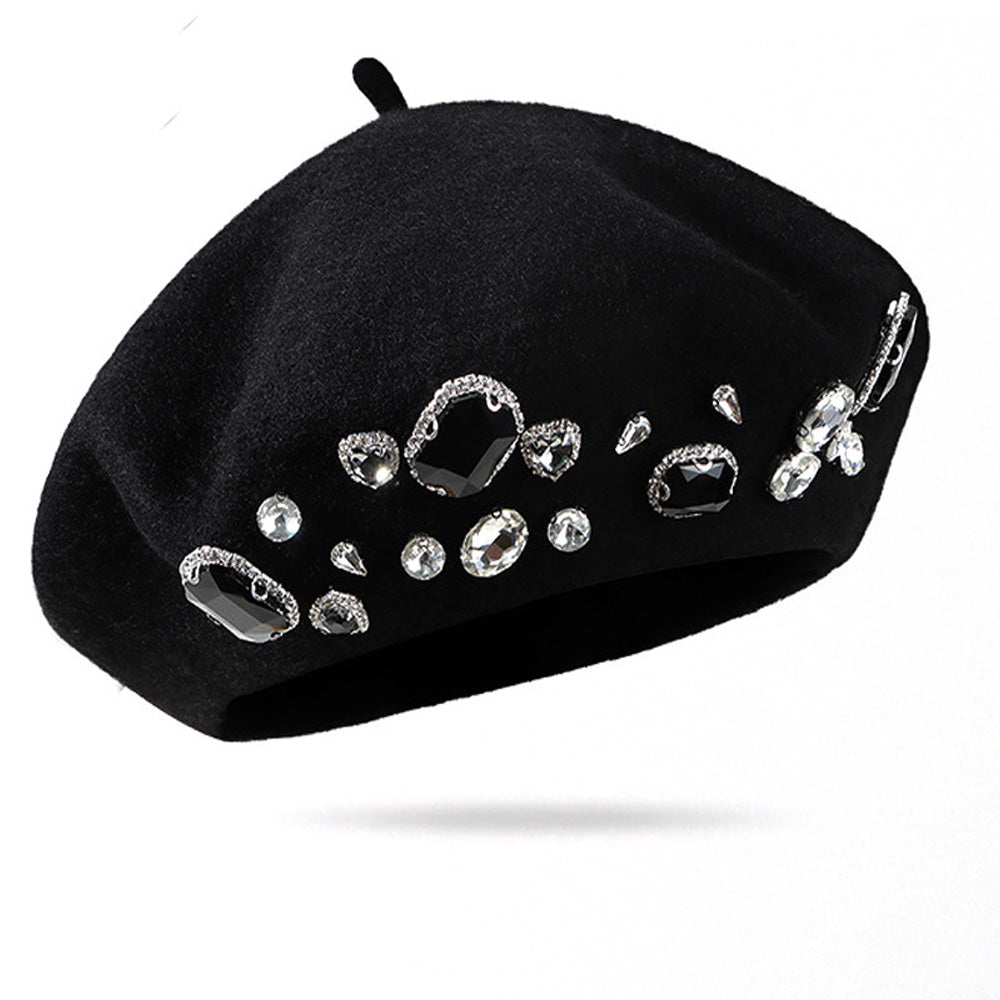 Wool Rhinestone Pumpkin Shape Beret Hat  Material: Wool KMT1035FB4CB